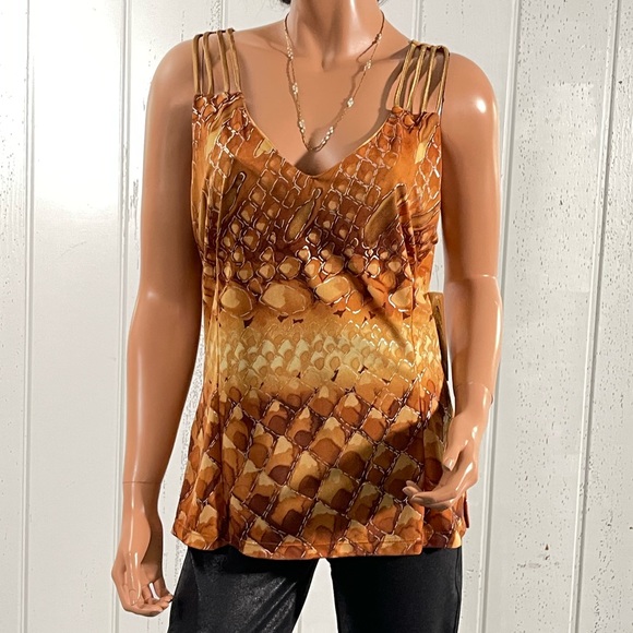 NWT Clara Fashion  Abstract Print Sleeveless Top Sz XXL - Picture 16 of 17
